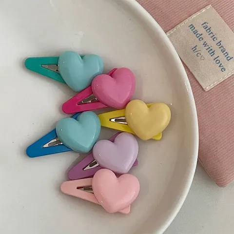 Sweet Creamy Heart Hair Clip Cute Macaron Color BB Snap Clip For Girls Kids Hair Decoration Fashion Versatile Accessory