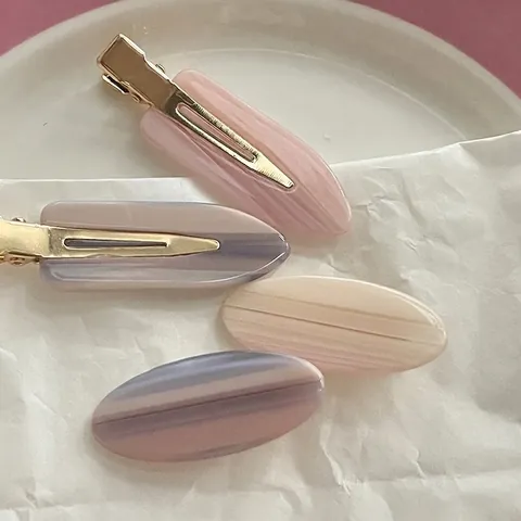 Eleganter Acetat Oval Marmor Muster Haarklammer Für Damen Mädchenhaft Nahtlose Seitenclip Lila Gestreift Handgemacht Haarschmuck