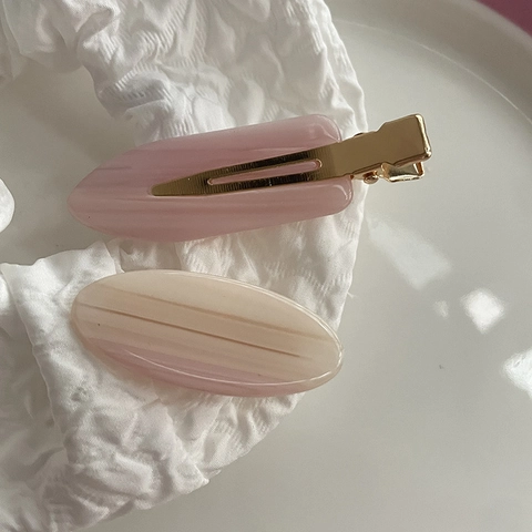 Eleganter Acetat Oval Marmor Muster Haarklammer Für Damen Mädchenhaft Nahtlose Seitenclip Lila Gestreift Handgemacht Haarschmuck