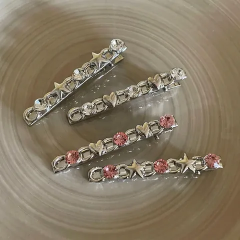 Strass Herz Stern Haarclip Silber Legierung Entenschnabel Seitenclip Mode Haarschmuck Schmuck Für Damen Mädchen Täglich