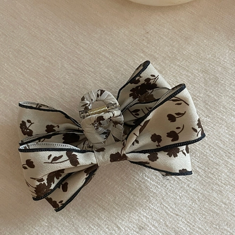 Molletta per Capelli con Fiocco in Tessuto in Stile Francese Vintage per Donna Clip a Squalo con Stampa Marmorea Floreale Grande Accessorio per Capelli Elegante