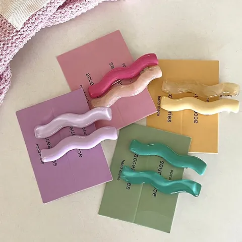 Par de Pinces para el Cabello con Ondas de Acrílico de Color Caramelo Vintage Minimalista Irregular para Mujer Niña Accesorios para el Cabello