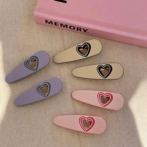 Minimalistische Herz Haarklammer Für Damen Geometrische Stoff Duckbill Klammer Mode Haarschmuck Seitlicher Pony Clip