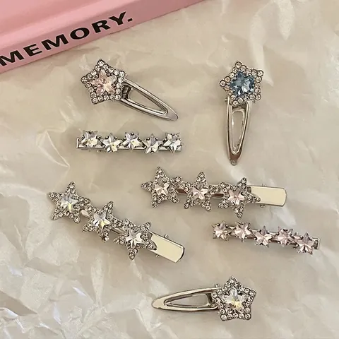 Y2K Fermagli per Capelli a Stella Strass Lega Clip a Becco d'Anatra Scintillanti Forcine Pentagramma per Donna Accessori Capelli