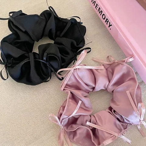 Elastico per Capelli in Satin Stile Balletto Francese con Fiocco Elegante Fascia Elastica per Capelli per Donna Accessori