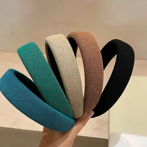 Korean Morandi Color Padded Headband For Women Wide Twill Fabric Sponge Hairband Hair Accessories Solid Color Top Elevating Headband