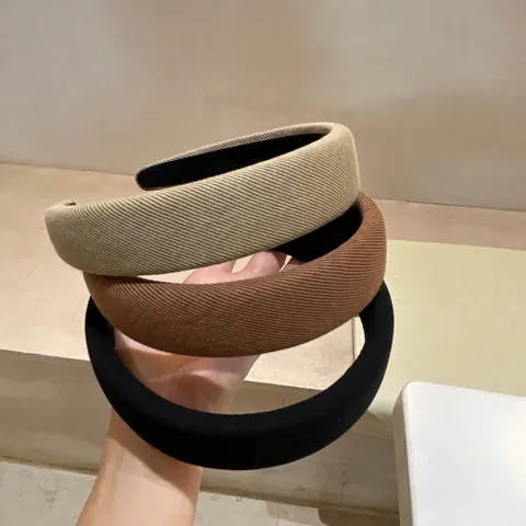 Korean Morandi Color Padded Headband For Women Wide Twill Fabric Sponge Hairband Hair Accessories Solid Color Top Elevating Headband