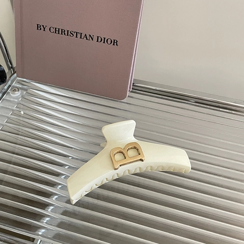 Elegante Molletta per Capelli in Acrilico Con Decorazione a Lettera B in Metallo Dorato Grande Artiglio per Capelli Donna