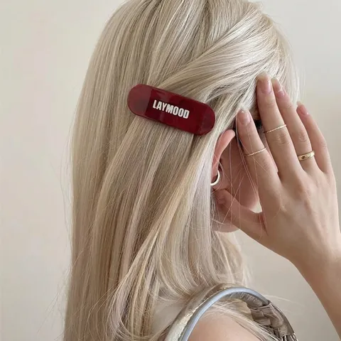 Pince à Cheveux en Acétate Motif Marbre pour Femmes Design Lettres Cœur Ovale Barrettes Chic INS Style Y2K Accessoires Latéraux