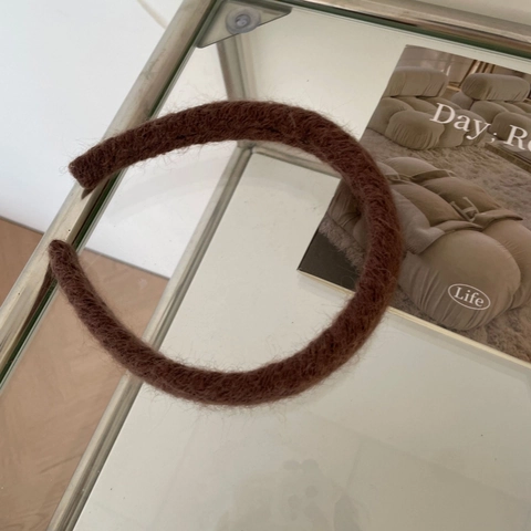 Women Winter Knitted Plush Headband Korean Style Soft Warm Thickened Hair Band Solid Color Minimalist Daily Headhoop Accessories