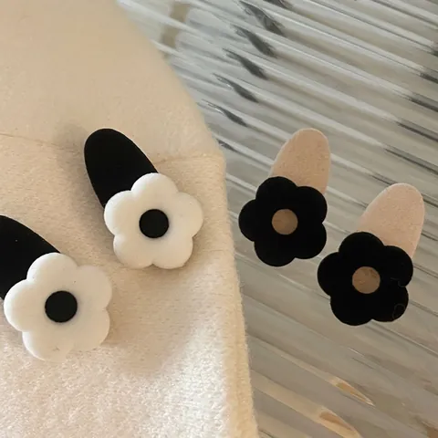 Fermaglio per Capelli con Fiore Floccato Retrò Coreano per Donna Velluto Elegante Clip Laterale in Tessuto Vintage