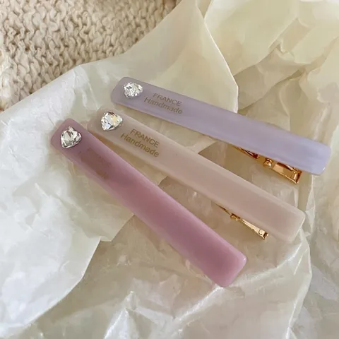 Fermaglio per Capelli in Acetato con Strass a Cuore per Donna Stile Coreano Fatto a Mano Clip Laterale per Frangia Accessori