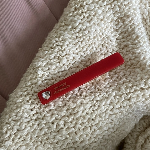 Fermaglio per Capelli in Acetato con Strass a Cuore per Donna Stile Coreano Fatto a Mano Clip Laterale per Frangia Accessori