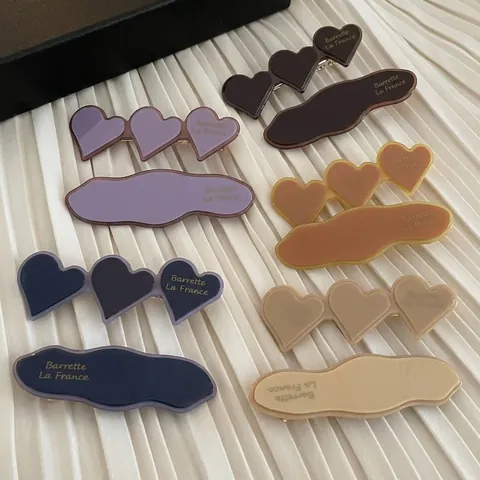 Fermaglio Laterale Francese in Acetato a Onda Cuore Collegato Forcina Elegante Minimalista Fermaglio Capelli per Donna Accessori