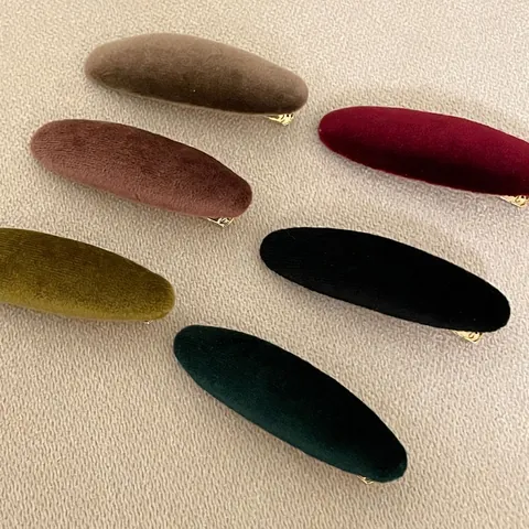 French Vintage Velvet Oval Hair Clip Elegant Solid Color Duckbill Clip For Women Fashion Hair Accessories