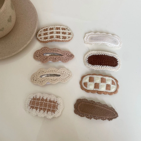 Fermagli per Capelli in Tessuto Fatti a Mano Stile Coreano Peluche Maglia Plaid Fiocco Forcine Eleganti Accessori per Capelli per Bambine