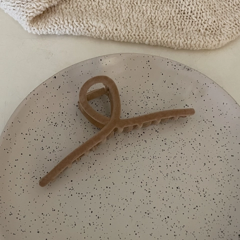 Pinza para el Pelo con Flocado Color Té con Leche Grande Clip de Tiburón Geométrico Retro Accesorios para el Pelo Elegantes Mujer