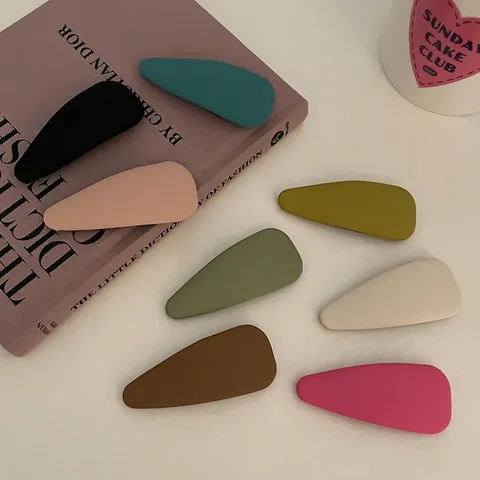Women PU Leather Waterdrop Hair Clips Matte Finish Solid Macaron Colors Snap BB Clip Elegant Fashion Hairpin Headwear