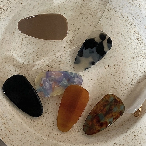 French Acetate Mini Hair Clip Teardrop Alligator Clip Simple Geometric Tortoiseshell Pattern Hair Accessories For Women
