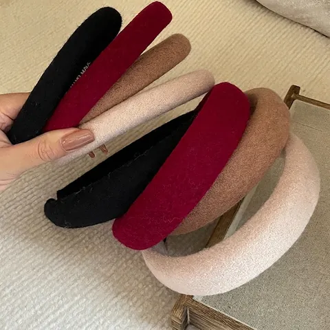 Vintage Wollstoff Weihnachten Rot Gepolsterter Haarreif Für Damen Herbst Winter Verdickt Schwamm Haarreif Mode Haarschmuck