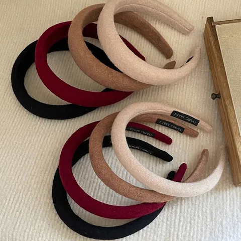 Vintage Wollstoff Weihnachten Rot Gepolsterter Haarreif Für Damen Herbst Winter Verdickt Schwamm Haarreif Mode Haarschmuck