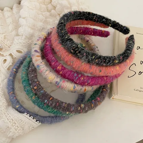 Vintage Strickwolle Haarreif Für Damen Bunte Punkte Elegant Herbst Winter Haarreif Handgemachte Haar Accessoires Haarknoten