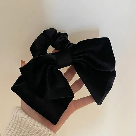 Elegante Coletero de Lazo de Terciopelo Grande Estilo Coreano Rojo Vino Negro Lazo Goma del Pelo Mujer Accesorios de Pelo a Mano