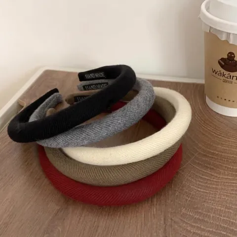 Diadema Acolchada de Punto de Canalé para Mujer Diadema Retro Engrosada de Punto Ancho Banda para el Cabello Moda Accesorios para el Cabello Hechos a Mano