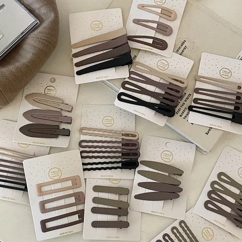 Pinzas para el Cabello Mate Tonos Tierra para Mujeres Niñas Minimalista Aleación Color Morandi Horquillas de Pico de Pato BB
