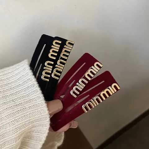 Fermagli per Capelli in Velluto Vintage Lega di Metallo Lettera Frangia Clip Geometrici Forcine per Capelli Donna Gioielli