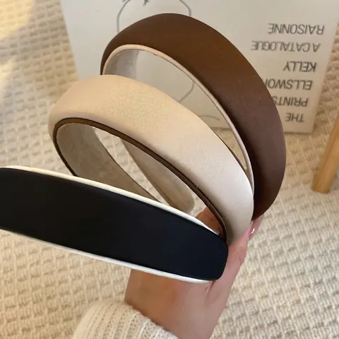 Cerchietto in Spugna Ispessita Elegante Francese da Donna in Tessuto di Raso Fascia per Capelli Testa Alta Antiscivolo Tinta Unita
