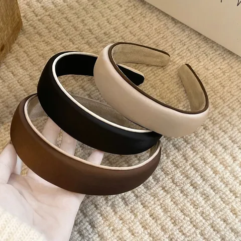 Cerchietto in Spugna Ispessita Elegante Francese da Donna in Tessuto di Raso Fascia per Capelli Testa Alta Antiscivolo Tinta Unita