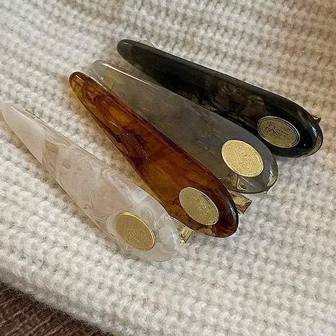 Pinza para el Pelo de Pico de Pato de Acrílico Carey Estilo Influencer Coreano Vintage para Mujer Patrón de Mármol Accesorio de Pelo