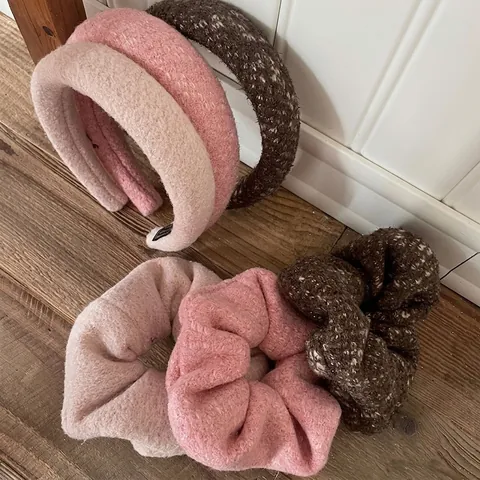 Zoet Tweed Gevoerde Stirnband En Grote Haarscrunchie Glinsterende Herfst Winter Haaraccessoires Voor Dames Meisjes