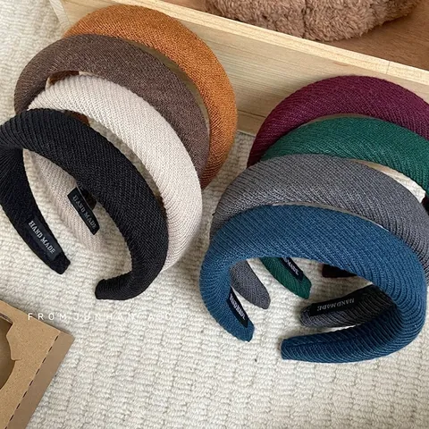Vintage Gebreide Gevoerde Hoofdband Voor Dames Verdikte Spons Haarband Twill Textuur Elegante Haarrand Zacht Dagelijks Gebruik
