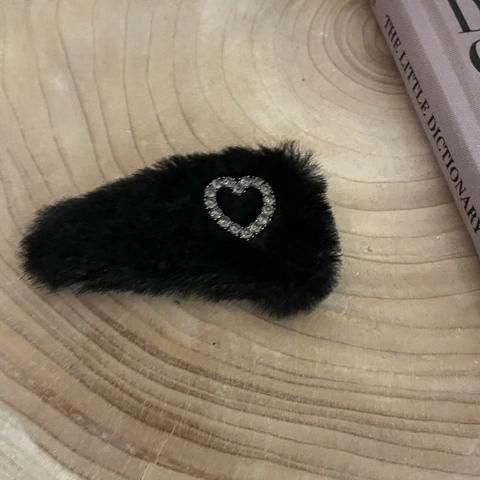 Fermo Immagine a Cuore in Velluto con Strass Retrò Fatto a Mano Elegante Clip a Becco d'Anatra in Tessuto Accessori Capelli Donna