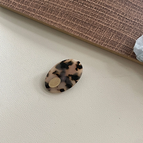 Französischer Stil Oval Acetat Haarclip Vintage Geometrischer Seitenclip Leopard Schachbrettmuster Haarschmuck Damen