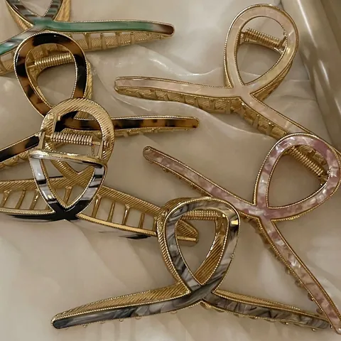 Grande Molletta per Capelli in Lega di Acetato per Donna Texture Marmo Leopardato Elegante Clip per Capelli Geometrica Accessori Moda