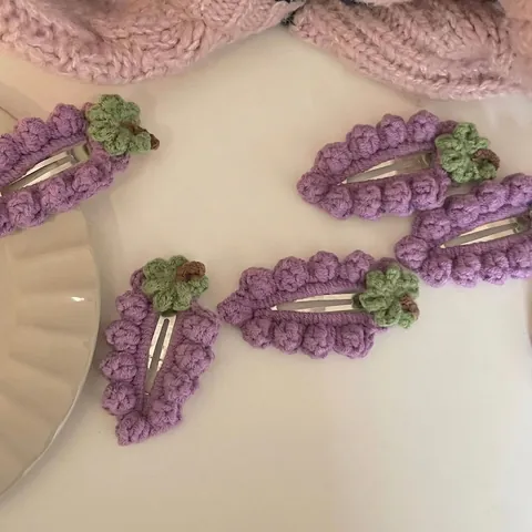 Fermagli per Capelli a Frutta Fatti a Mano Uncinetto Filato Lavorato a Maglia Fragola Uva Arancia Forma Accessori Donna