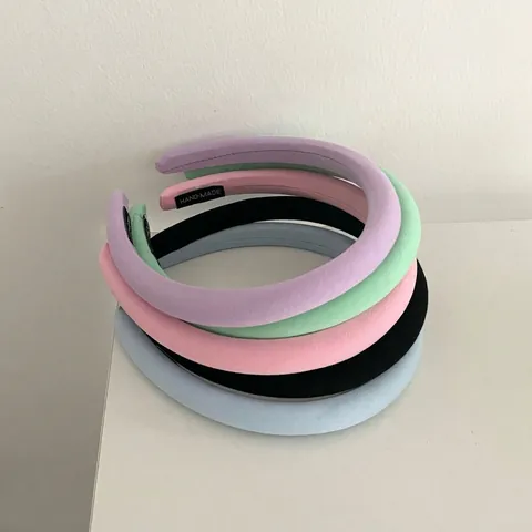 French Vintage Padded Sponge Headband For Women Solid Color Twill Cloth Hair Hoop Thickened Handmade Hair Accessories