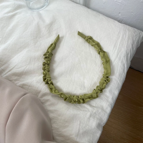 Diadema de Satén Plisada Vintage Francés Para Mujer Color Sólido Estilo Scrunchie Accesorios Para El Cabello Dulce Para Diario