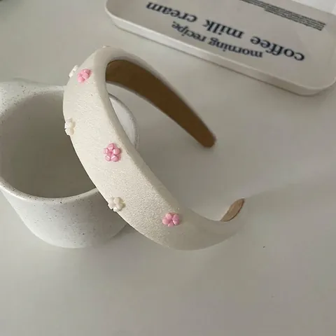 Ins Stil Gepolstertes Stirnband Mit Kleiner Blumendekoration Süßes Buntes Hochgekröntes Schwamm-Haarband Mode Haarschmuck Für Damen