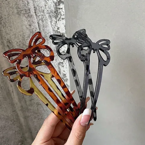 Französisches Retro Schmetterling Haargabel U-Form Harz Haarnadel Eleganter Kopfschmuck Für Damen Tägliches Styling Haarstyling