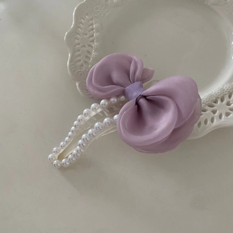 Elegante Fermaglio per Capelli con Fiocco in Chiffon Grande per Donna con Perle Artificiali Accessorio per Capelli con Fiocco in Rete
