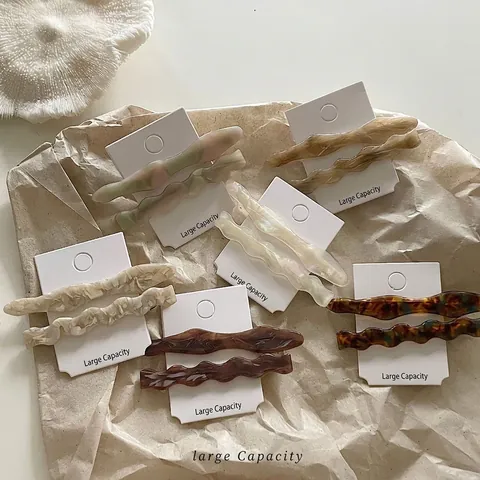 Französische Acetat Wellen Haarklammern Marmormuster Entenschnabelclip Seitenclip Für Damen Elegante Vintage Mode Haarschmuck Dekoration