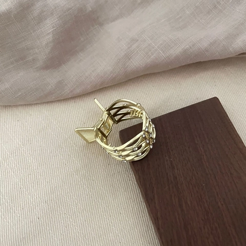 Elegante Molletta per Capelli in Metallo per Donna Lega Strass Svuotato Geometrico Fermaglio per Capelli Accessori Quotidiani