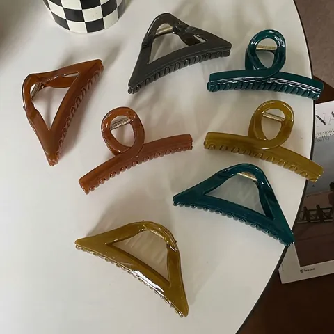 Pinza de Pelo Grande de Acrílico Color Gelatina para Mujer Estilo Ins Triángulo Geométrico Shark Clip Accesorio de Pelo