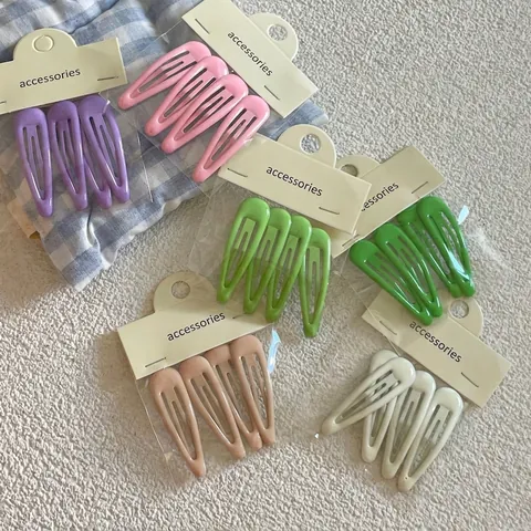 Pinzas para el Cabello Coloridas de Pintura a Presión para Mujeres Niñas Pequeñas Gota de Agua BB Clips Estilo Coreano Accesorios