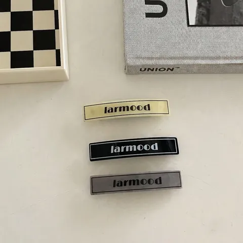 Fermaglio per Capelli Rettangolare in Acrilico Vintage Francese Con Stampa di Lettere Larmood Barrette Geometrica per Donna