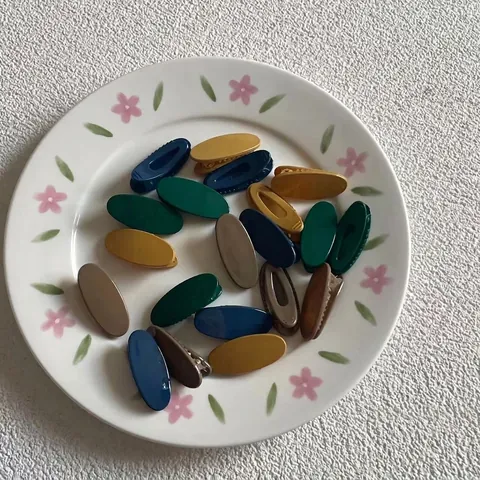 Pinzas para el Cabello Ovaladas de Acrílico para Mujeres Niñas Color Morandi Minimalista Barrette Mate Hecho a Mano Accesorios